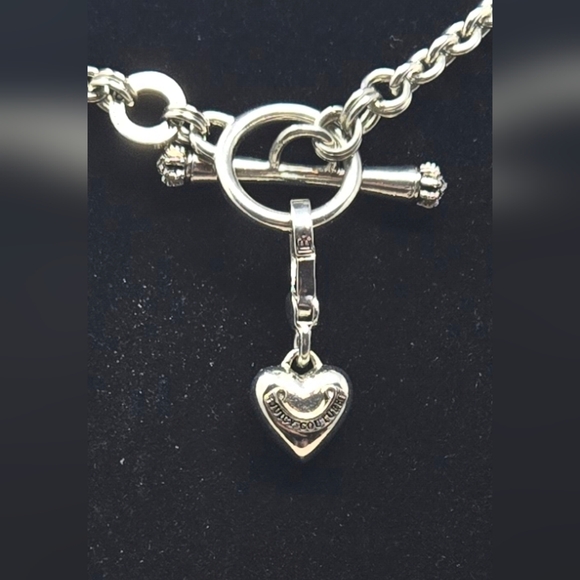 Juicy Courture Womens Necklace Iconic Silver Tone Chain Princess Puff Heart Vtg - Picture 2 of 10